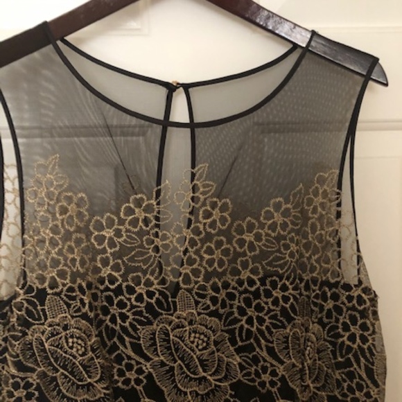 Tahari Gold Floral Black Gown - Picture 3 of 8